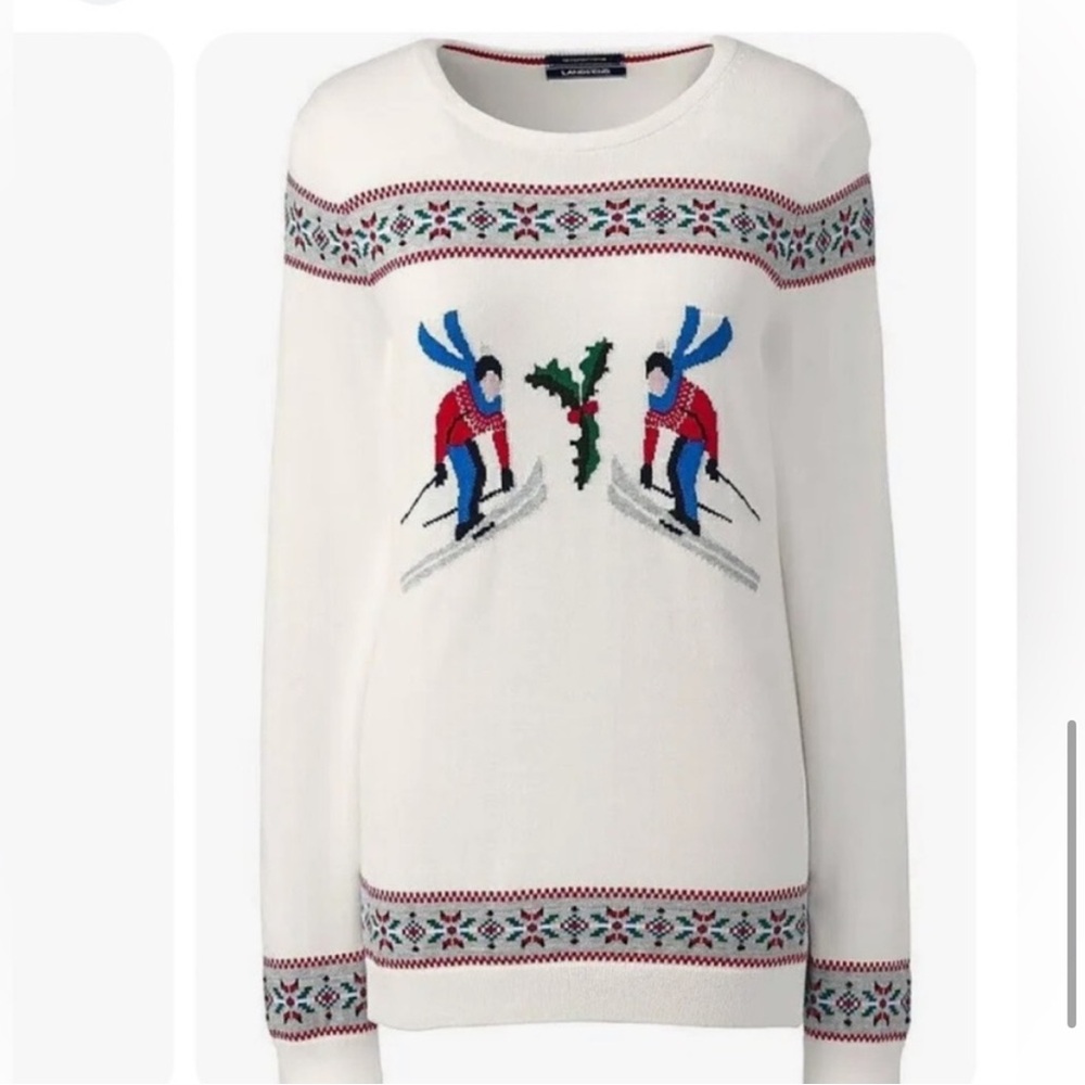 Lands’ End White Skiers Sweater